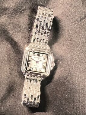 Silver Women's Square Link Bracelet Watch